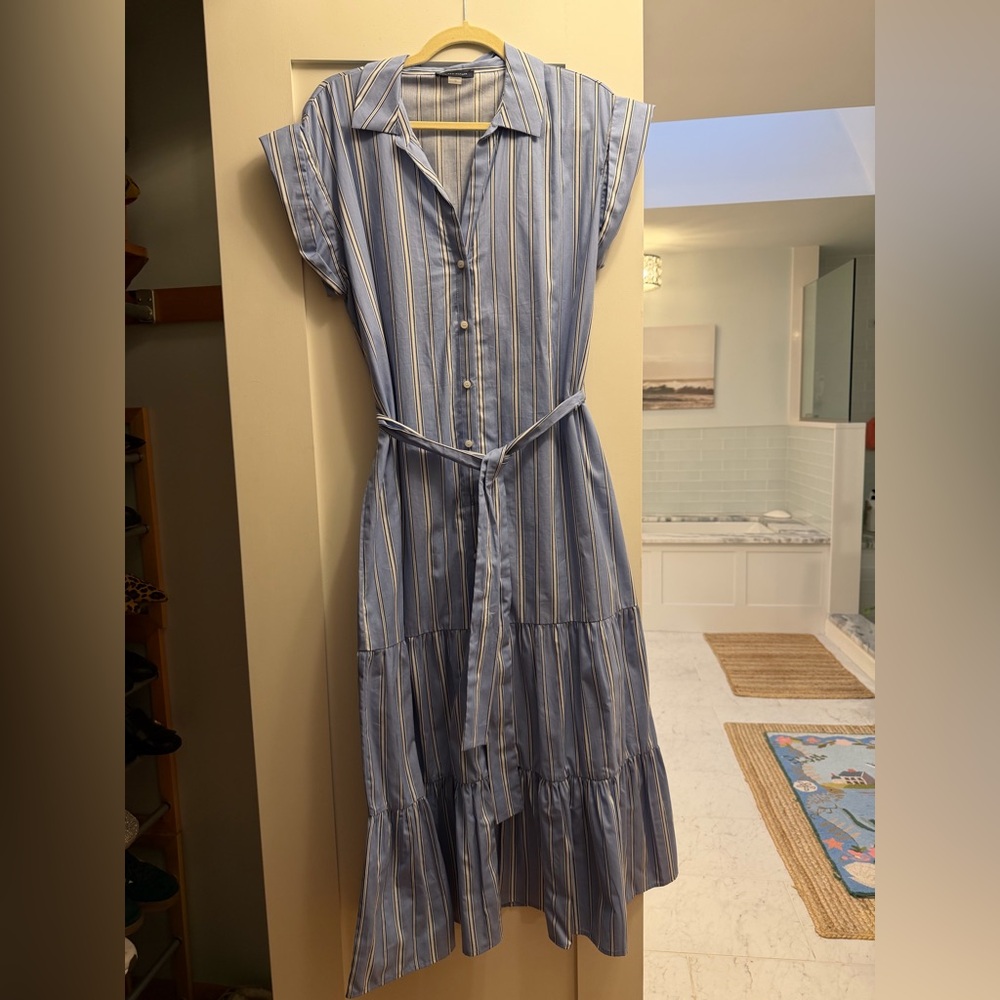Blue Striped Midi Dress size 10 spring/summer Easter Coastal